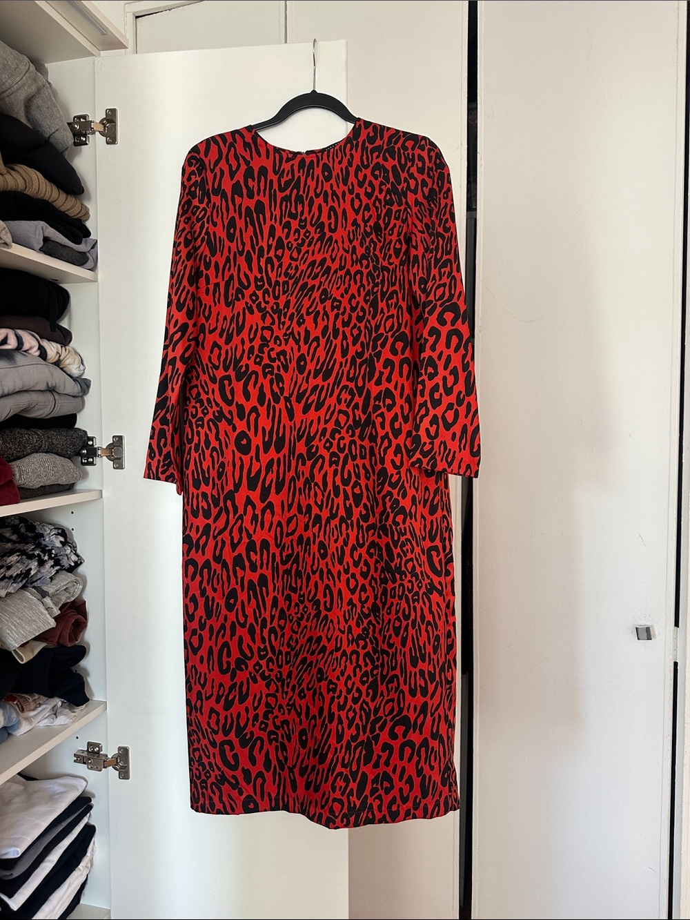 Zara Red and Black Leopard Midi Dress